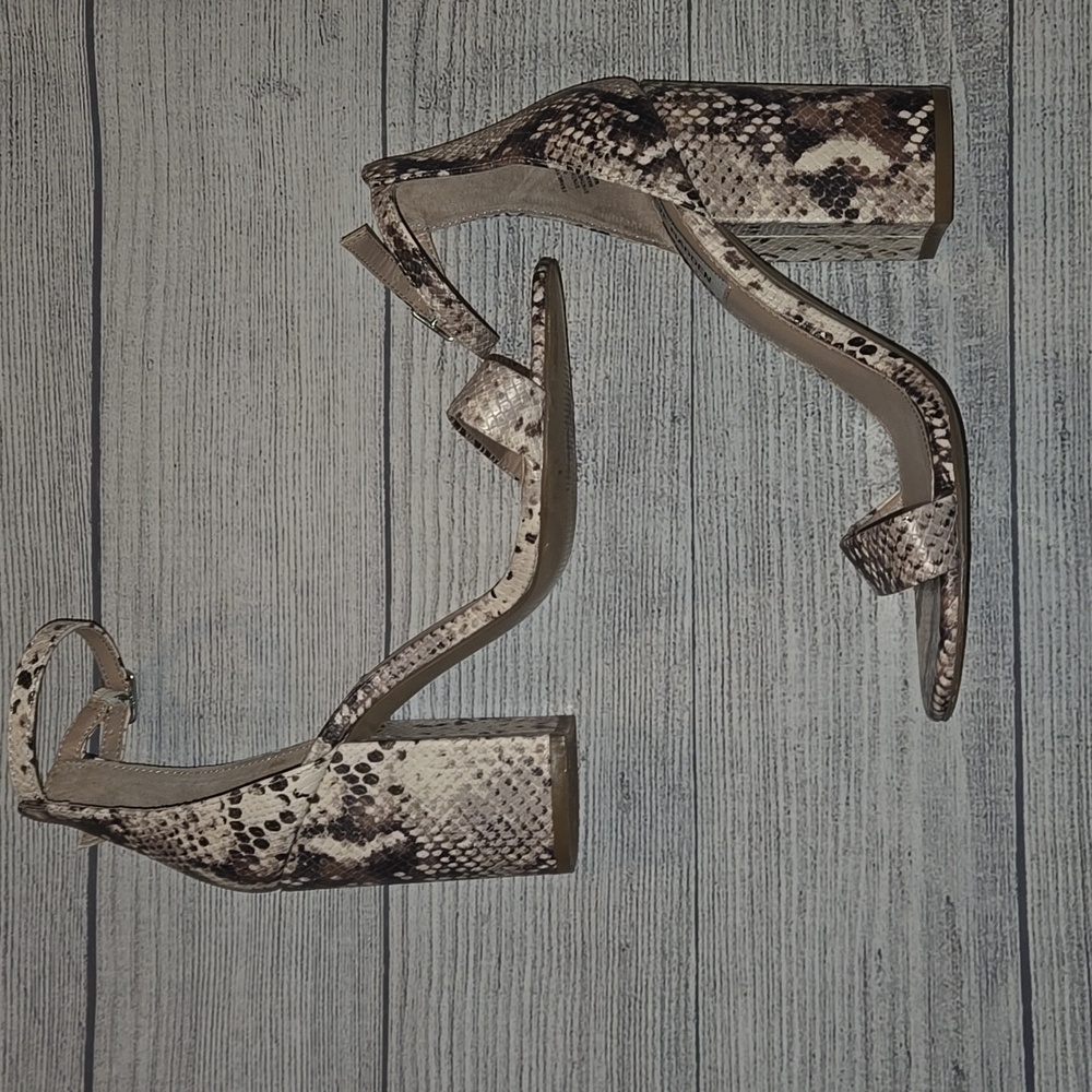 Steve Madden Women's Snake Print Block Heels Brown/Cream/Black Size 8.5 - Picture 2 of 13